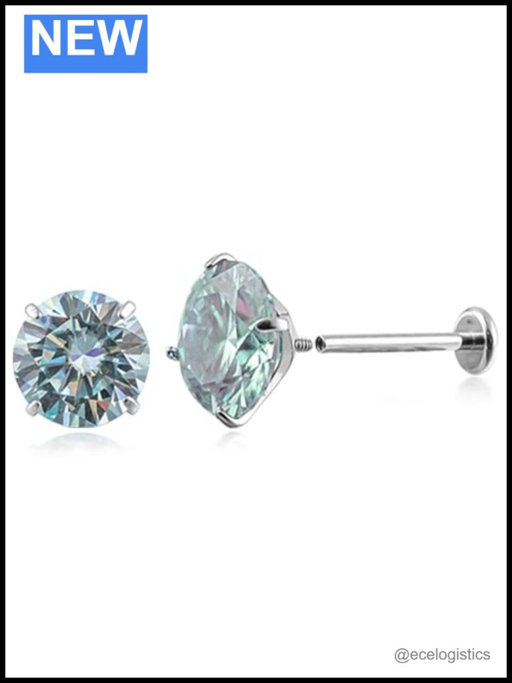 Titanium F136 Moissanite Screw Back Stud Earrings 2ct